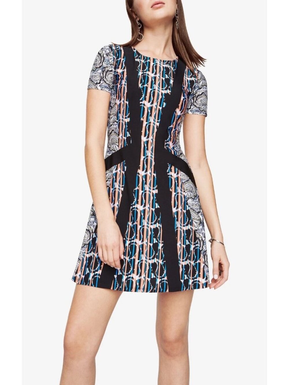 NEW $178  BCBG MAXAZRIA  ALEAH STRETCH DESK TO DINNER  PRINT DRESS size M